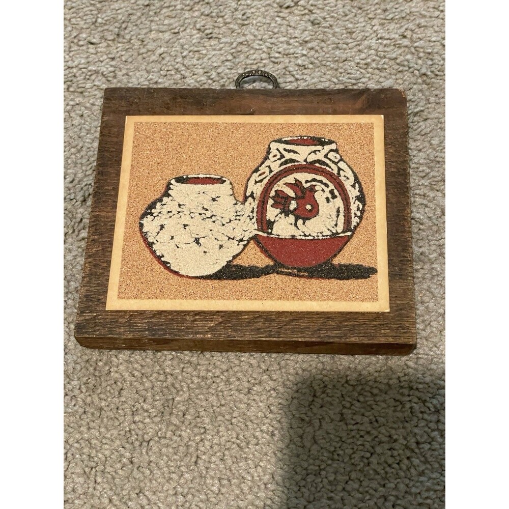 Vintage Sand Art Pottery Wall‎ Hanging Southwest Decor Native American Style
